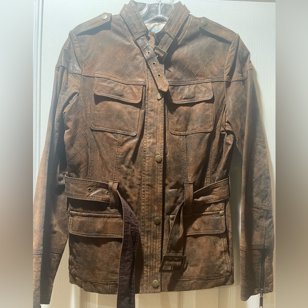 Indigo Leather Jacket. Euc - image 1